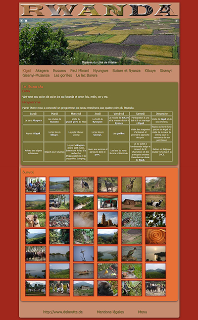 Capture de la page du site consacré à mon voyage au Rwanda 