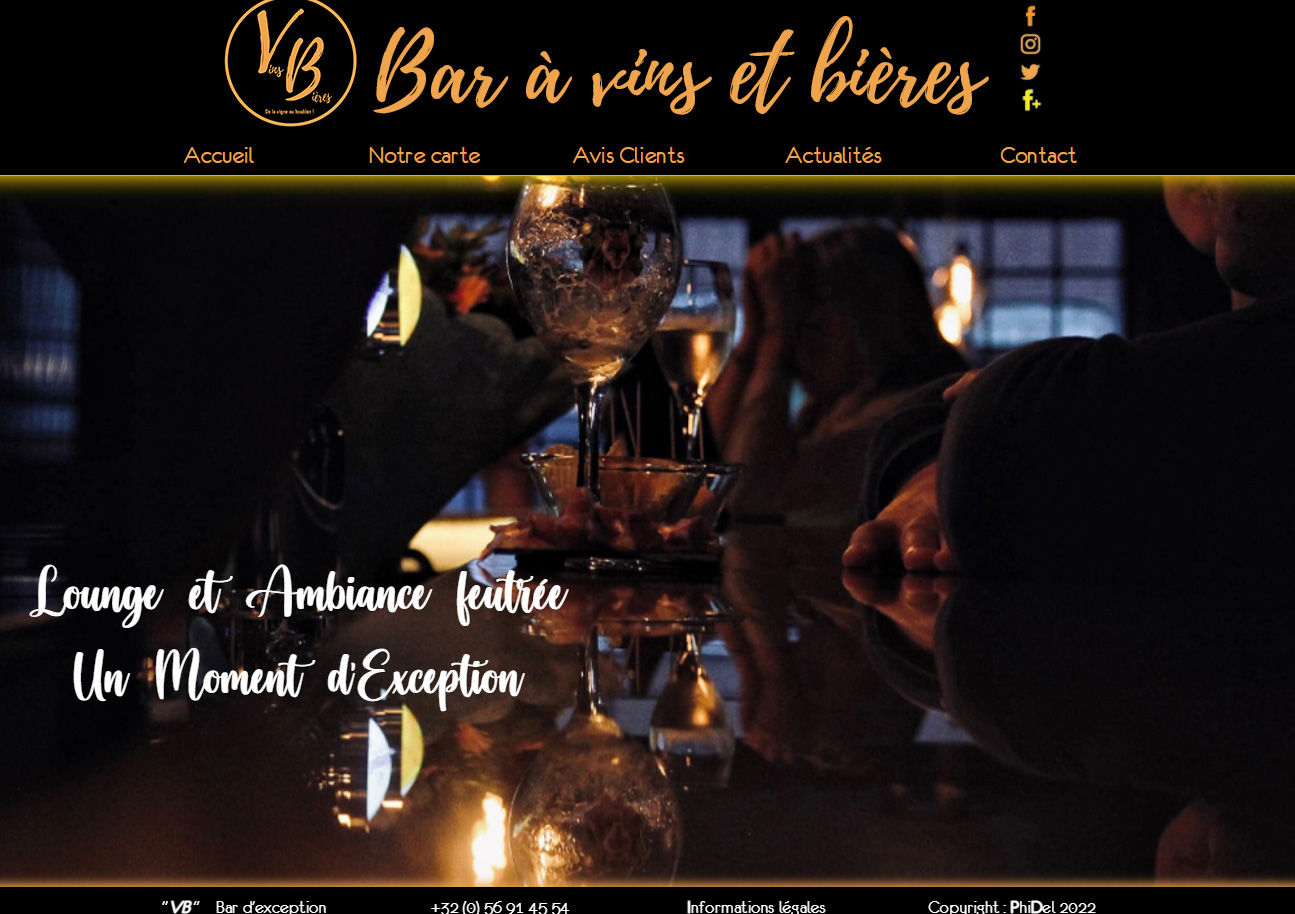 Capture de la page du site www.vins-bieres.be 